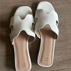 A New Day Women's Cream Slide Sandals